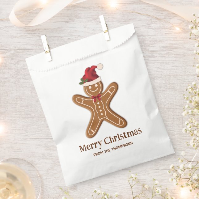 Sachets En Papier Festif pain d'épices Cookie de Noël avec texte (Coupé)