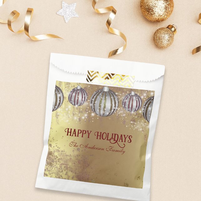 Sachets En Papier Festive Gold Noël Baubles Joyeuses Fêtes (Créateur téléchargé)