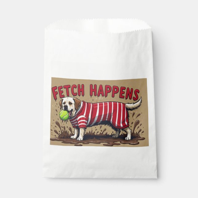 Sachets En Papier Fetch Happy Poster humoristique boueux chien Labra (Devant)