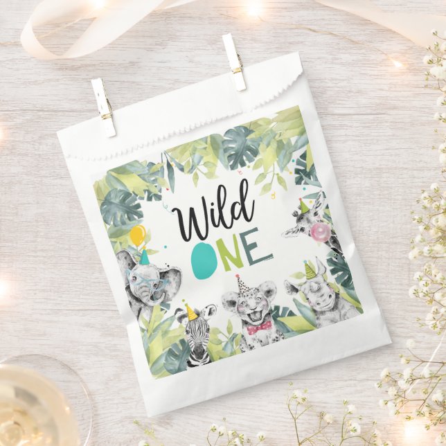 Sachets En Papier Fête Animaux Safari Wild Un garçon Fête d'annivers (Coupé)