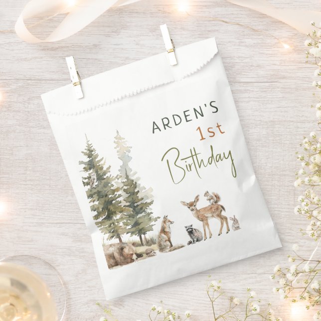 Sachets En Papier Fête Anniversaire de enfant des animaux de forêt (Coupé)