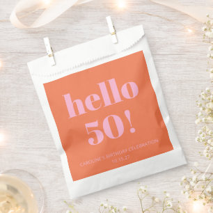 Sachets En Papier Fête d'anniversaire 50 ans orange rose moderne sim