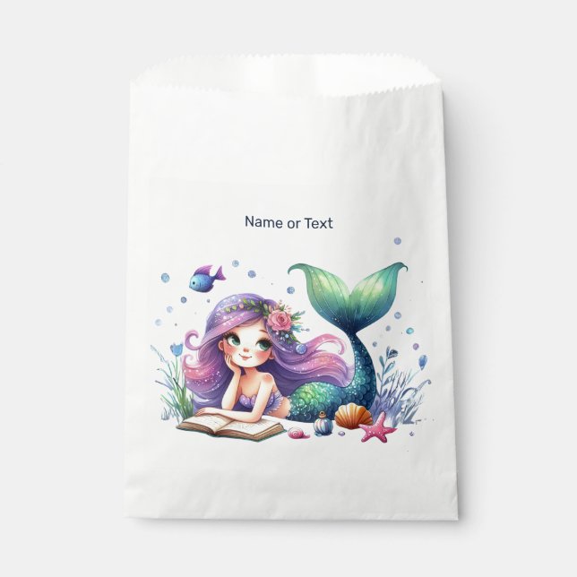 Sachets En Papier Fête d'anniversaire aquarelle Sirène Mer Vie migno (Devant)