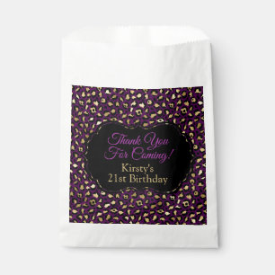 Sachets En Papier Fête d'anniversaire avec impression léopard violet