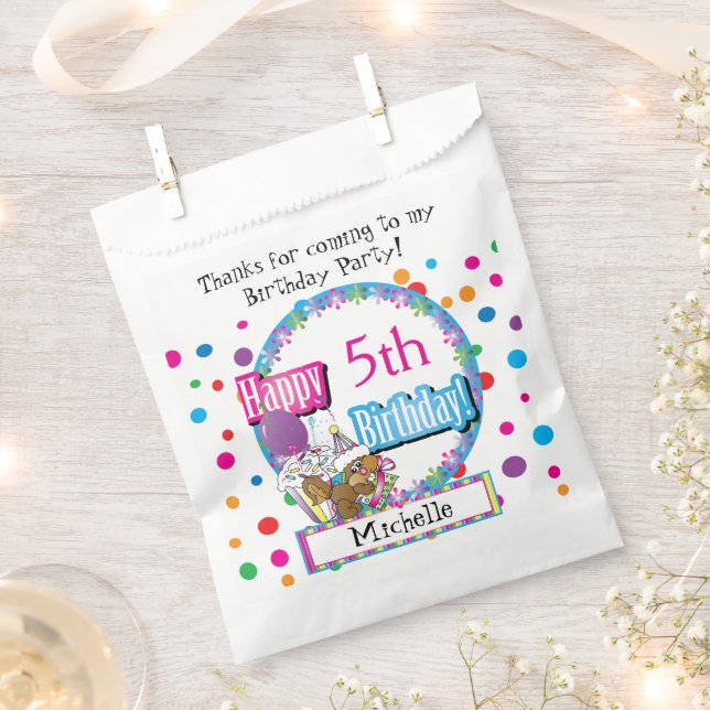 Sachets En Papier Fête d'anniversaire avec mignon écureuil en carica (Coupé)