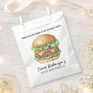 Sachets En Papier Fête d'anniversaire Burger Aquarelle Merci