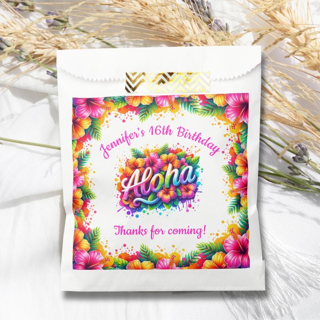 Sachets En Papier Fête d'anniversaire d'Aloha Luau (Créateur téléchargé)