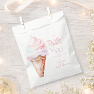 Sachets En Papier Fête d'anniversaire de la crème glacée merci