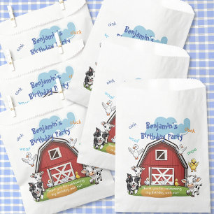 Sachets En Papier Fête d'anniversaire de la grange rouge et des anim