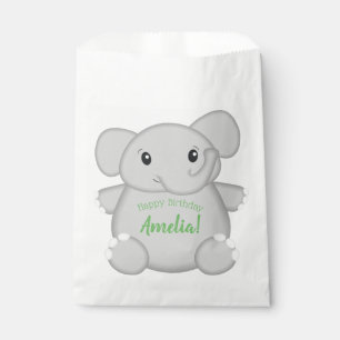 Sachets En Papier Fête d'anniversaire de l'éléphant vert