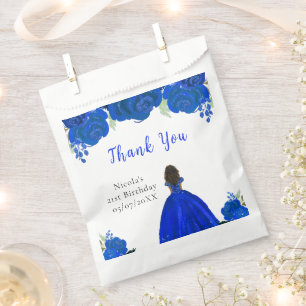 Sachets En Papier Fête d'anniversaire de princesse à fleurs bleues p