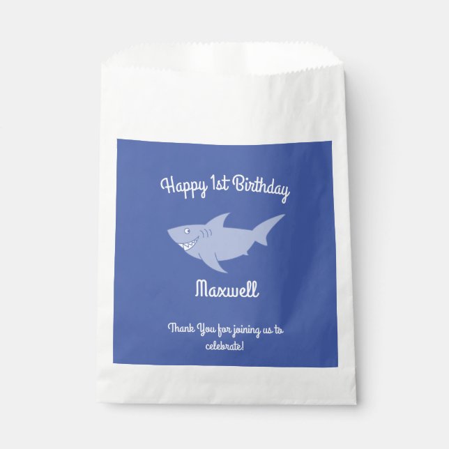 Sachets En Papier Fête d'anniversaire de requins (Devant)