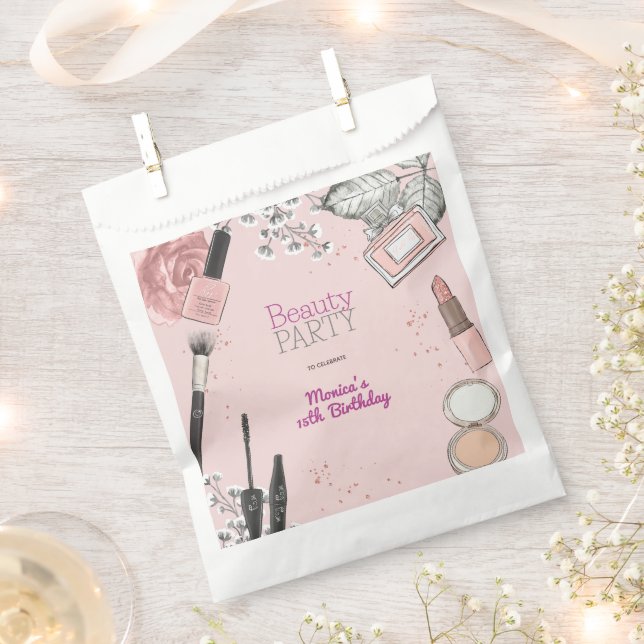 Sachets En Papier Fête d'anniversaire de spa de beauté fille poussié (Coupé)