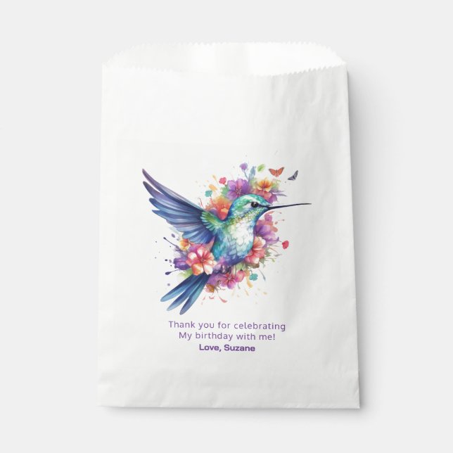 Sachets En Papier Fête d'anniversaire des Hummingbirds Floral Bouque (Devant)