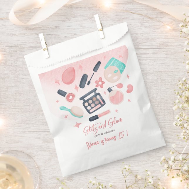 Sachets En Papier Fête d'anniversaire du spa de beauté glitz et glam (Coupé)