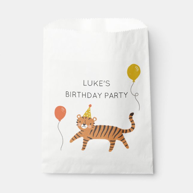 Sachets En Papier Fête d'anniversaire du tigre (Devant)