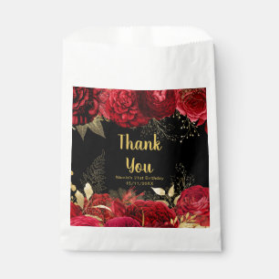 Sachets En Papier Fête d'anniversaire élégante fleurs rouges et or