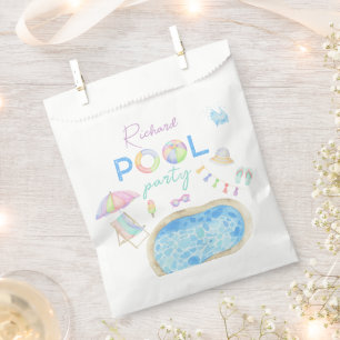 Sachets En Papier Fête d'anniversaire piscine aquarelle Piscine Nata