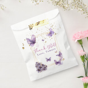 Sachets En Papier Fête de Baby shower florale papillon pourpre fille