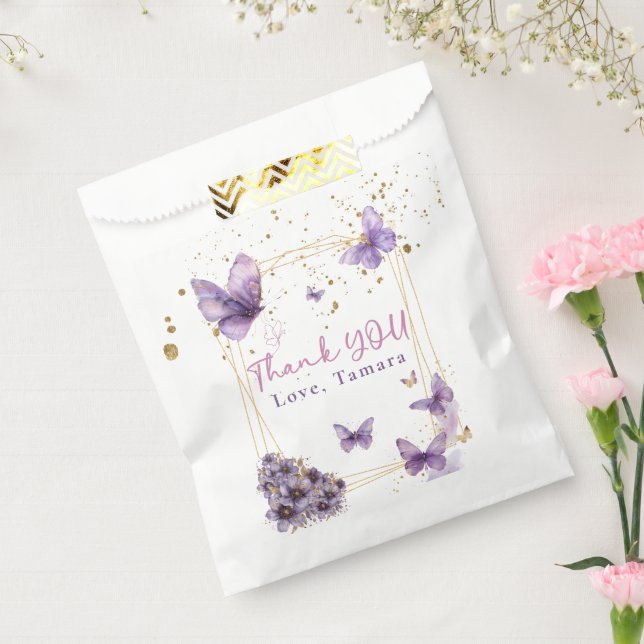 Sachets En Papier Fête de Baby shower florale papillon pourpre fille (Scellé)