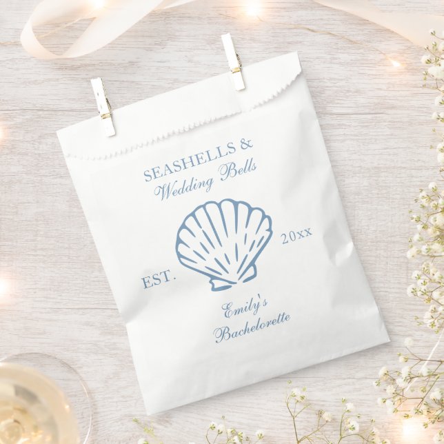 Sachets En Papier Fête de Bachelorette Coquillages et Cloches de Mar (Coupé)