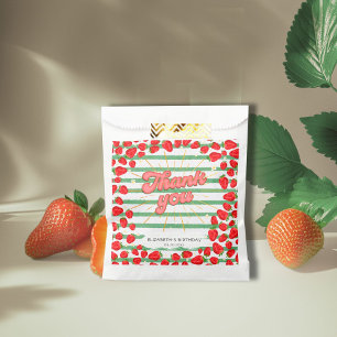 Sachets En Papier Fête de la Fraise Rouge Merci aux Rayures Vertes e