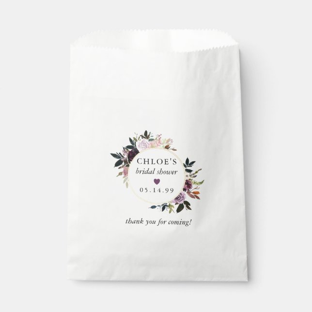 Sachets En Papier Fête de mariage floral rose pourpre (Devant)
