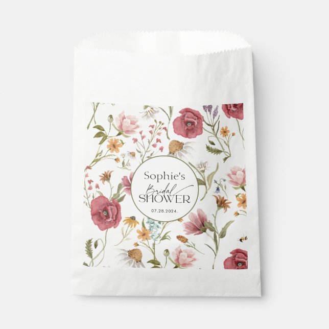 Sachets En Papier Fête de mariage florale  (Devant)