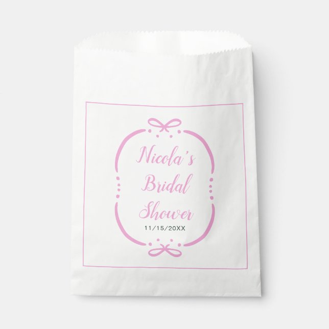 Sachets En Papier Fête de mariage ruban rose (Devant)