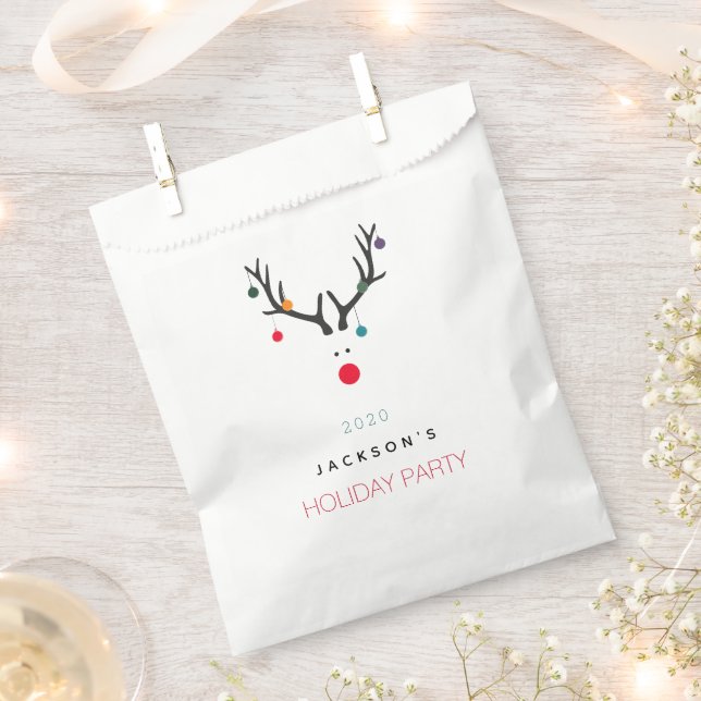 Sachets En Papier Fête de Noël drôle rennes blanc rouge (Coupé)