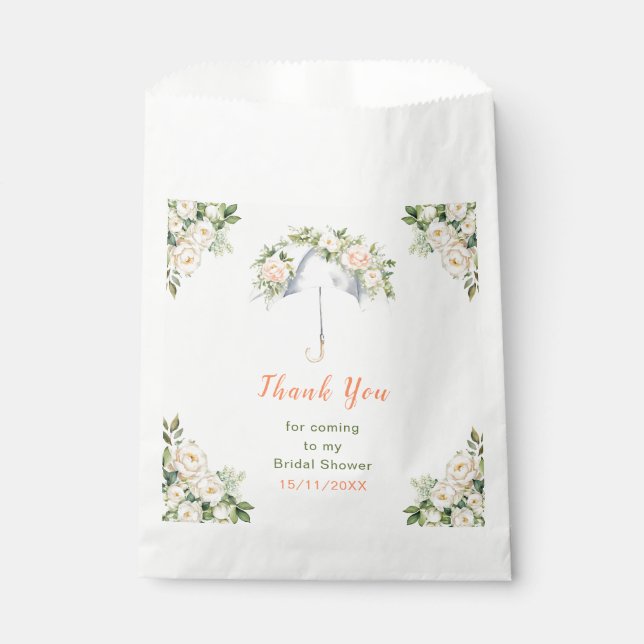 Sachets En Papier Fête des mariées à parapluies florales (Devant)