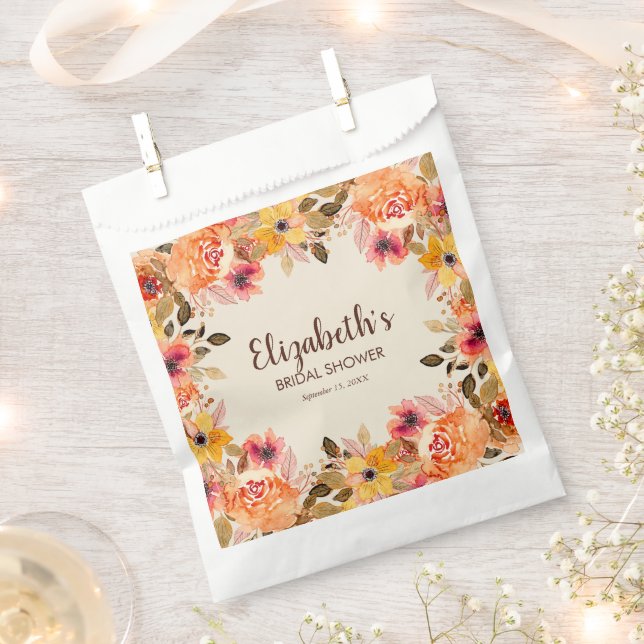 Sachets En Papier Fête des mariées d'aquarelle d'automne (Coupé)