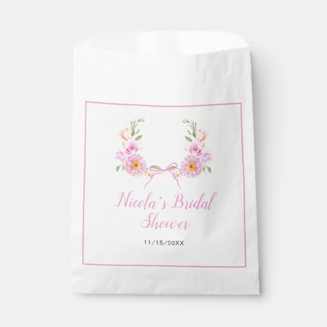 Sachets En Papier Fête des mariées de ruban rose (Devant)