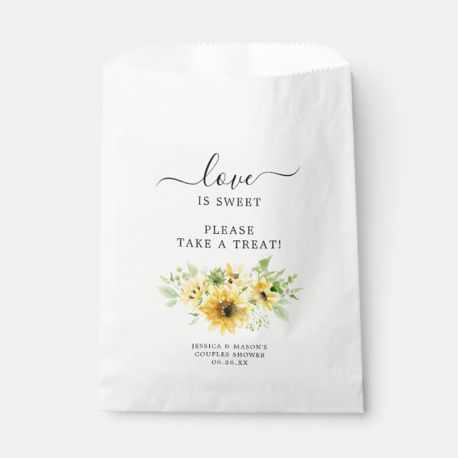 Sachets En Papier Fête des mariées de tournesol Favoriser le sac Lov (Devant)