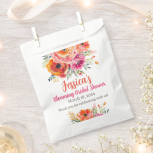 Sachets En Papier Fête des mariées été Orange et fleurs roses