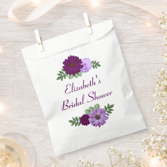 Sachets En Papier Fête des mariées florale de pivoine violette (Coupé)