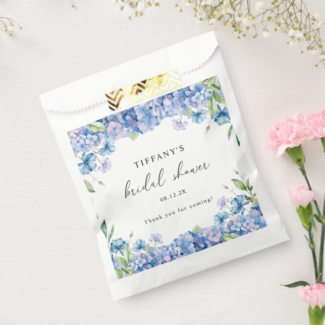 Sachets En Papier Fête des mariées florale moderne Blue Hydrangea (Scellé)