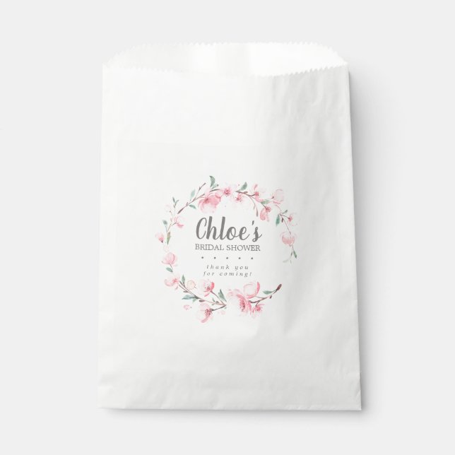 Sachets En Papier Fête des mariées florale rose rustique (Devant)