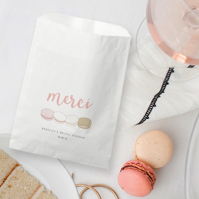 Sachets En Papier Fête des mariées Merci French Macarons (Créateur téléchargé)