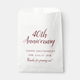 Sachets En Papier Fête du 40e anniversaire Favor Treat Bags