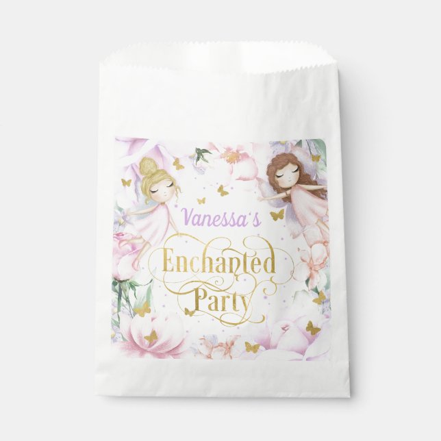 Sachets En Papier Fête enchantée, Jardin fée anniversaire thématique (Devant)
