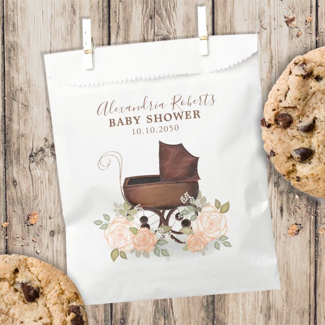Sachets En Papier Fête Prénatale Personnalisée Fleurs Rose Rougissan (Créateur téléchargé)