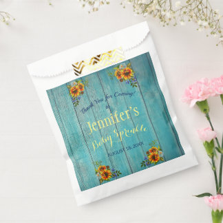 Sachets En Papier Fête Rustique Bleue Tournesol Bébé Sprinkle
