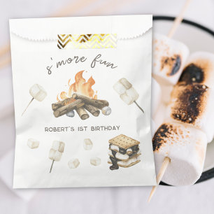 Sachets En Papier Feu de camp pour 1er anniversaire S'more aquarelle