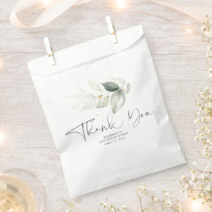 Sachets En Papier Feuillage doré élégant Merci