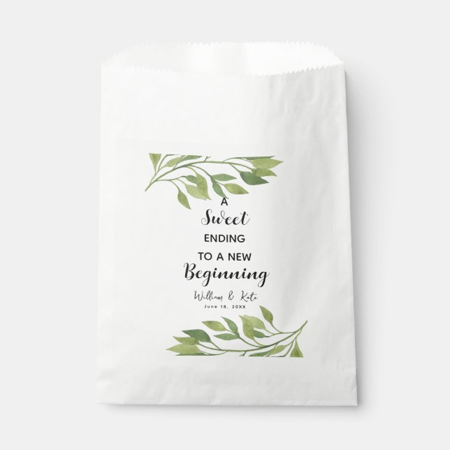 Sachets En Papier feuille de verdure Mariage Favor Sac sucré Fin (Devant)