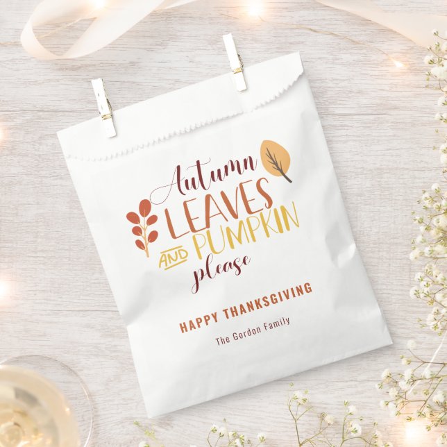 Sachets En Papier Feuilles d'automne Citrouille S'il vous plaît Bon  (Coupé)