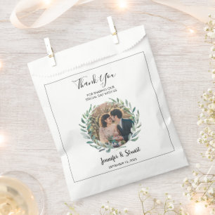 Sachets En Papier Feuilles rustiques aquarelle merci mariage photo