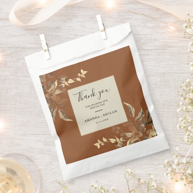 Sachets En Papier Feuilles sauvages Terra Cotta Floral Mariage (Coupé)