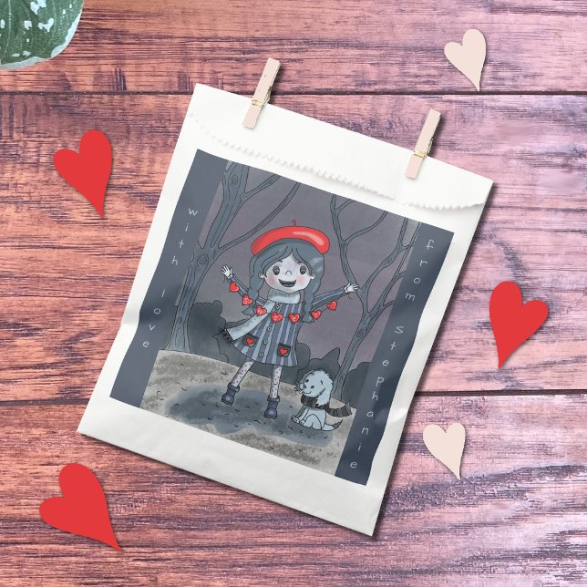 Sachets En Papier Fille avec Coeur Garland Saint Valentin Favoriser  (Créateur téléchargé)
